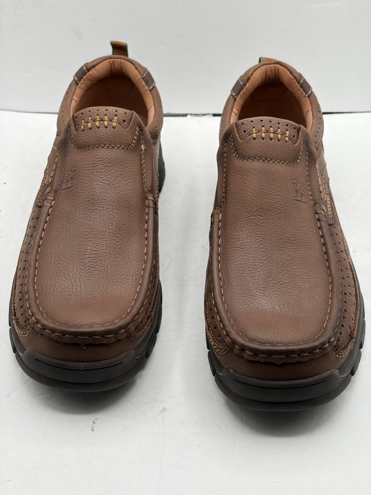 CAMEL CROWN Men’s Size 13 Slip On Loafers Khaki Brown Leather Casual Shoes