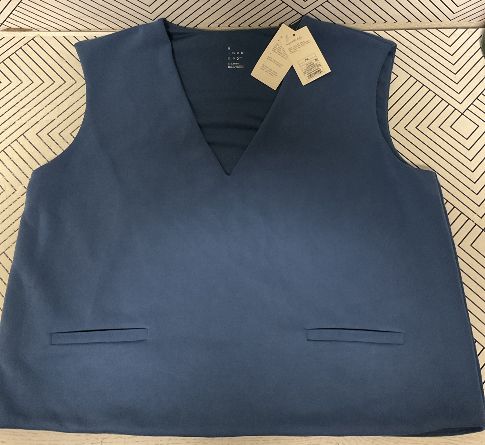 🎥 A New Day™ Women’s Sandwash Vest -SIZE: XL Color: Blue 🆕