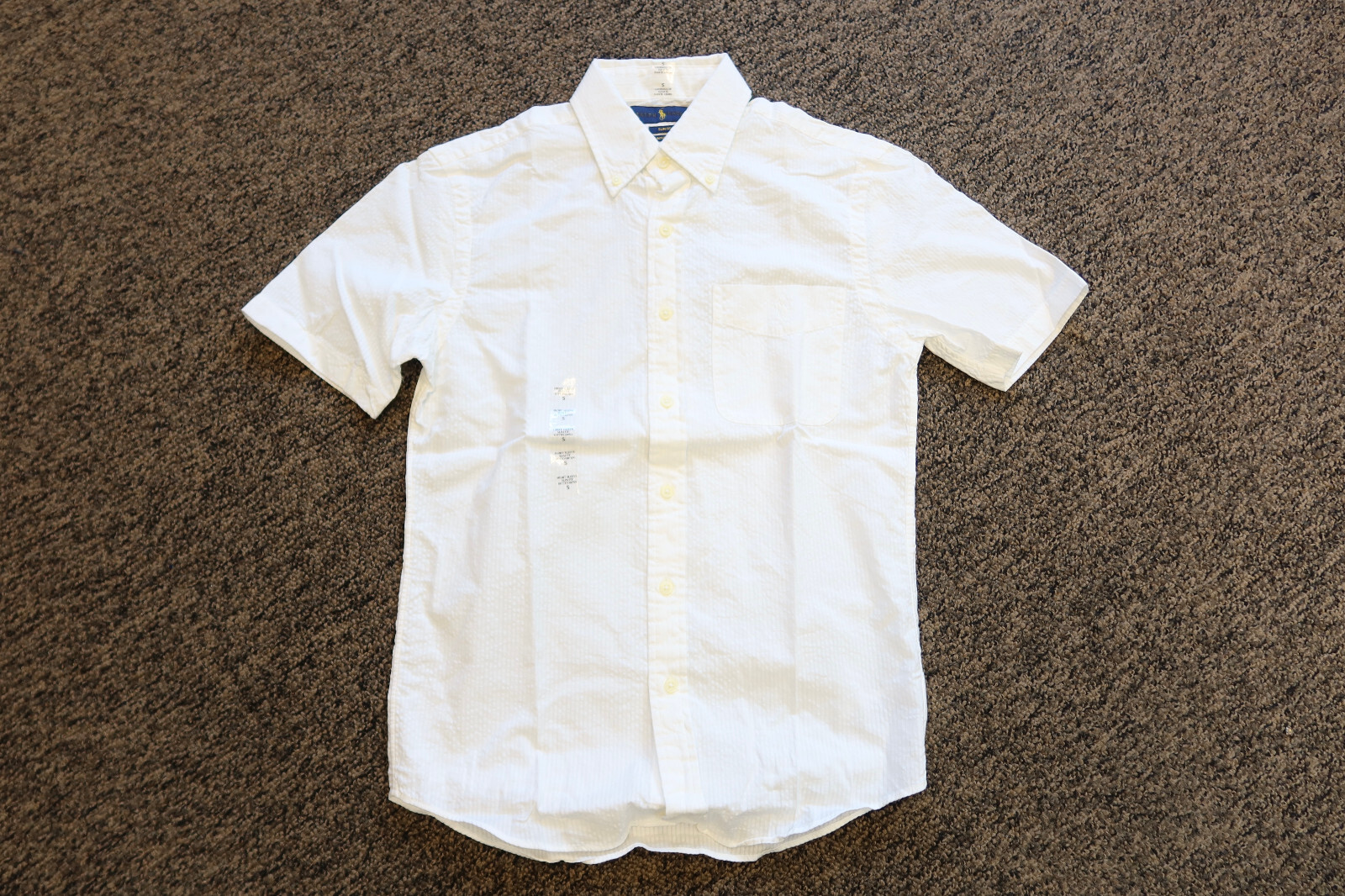 Ralph Lauren Men’s Slim Fit Untucked Seersucker Button Down Shirt SMALL – White