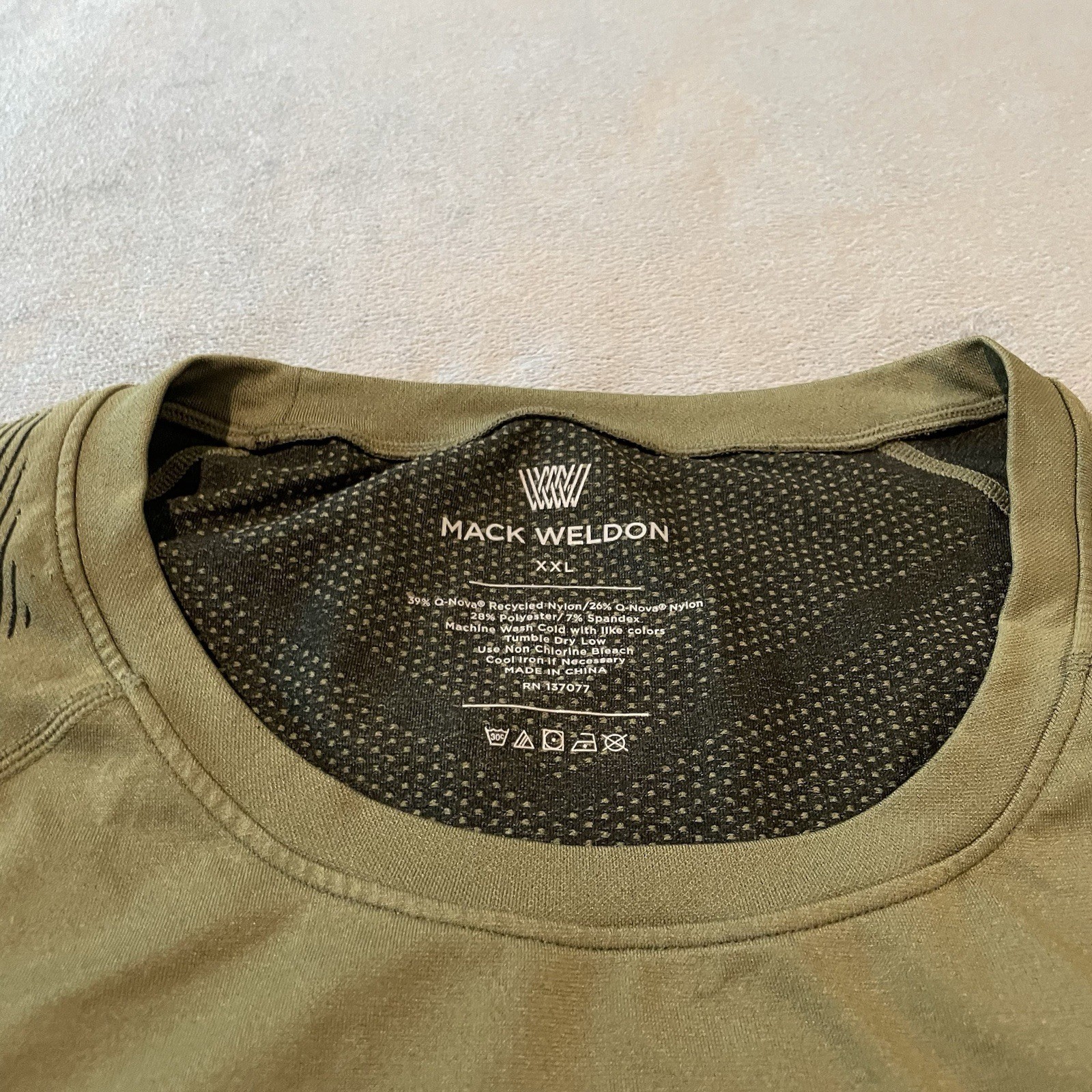 Mack Weldon Shirt Mens XXL Green Activewear Gym Performance Stretch Daily Wear