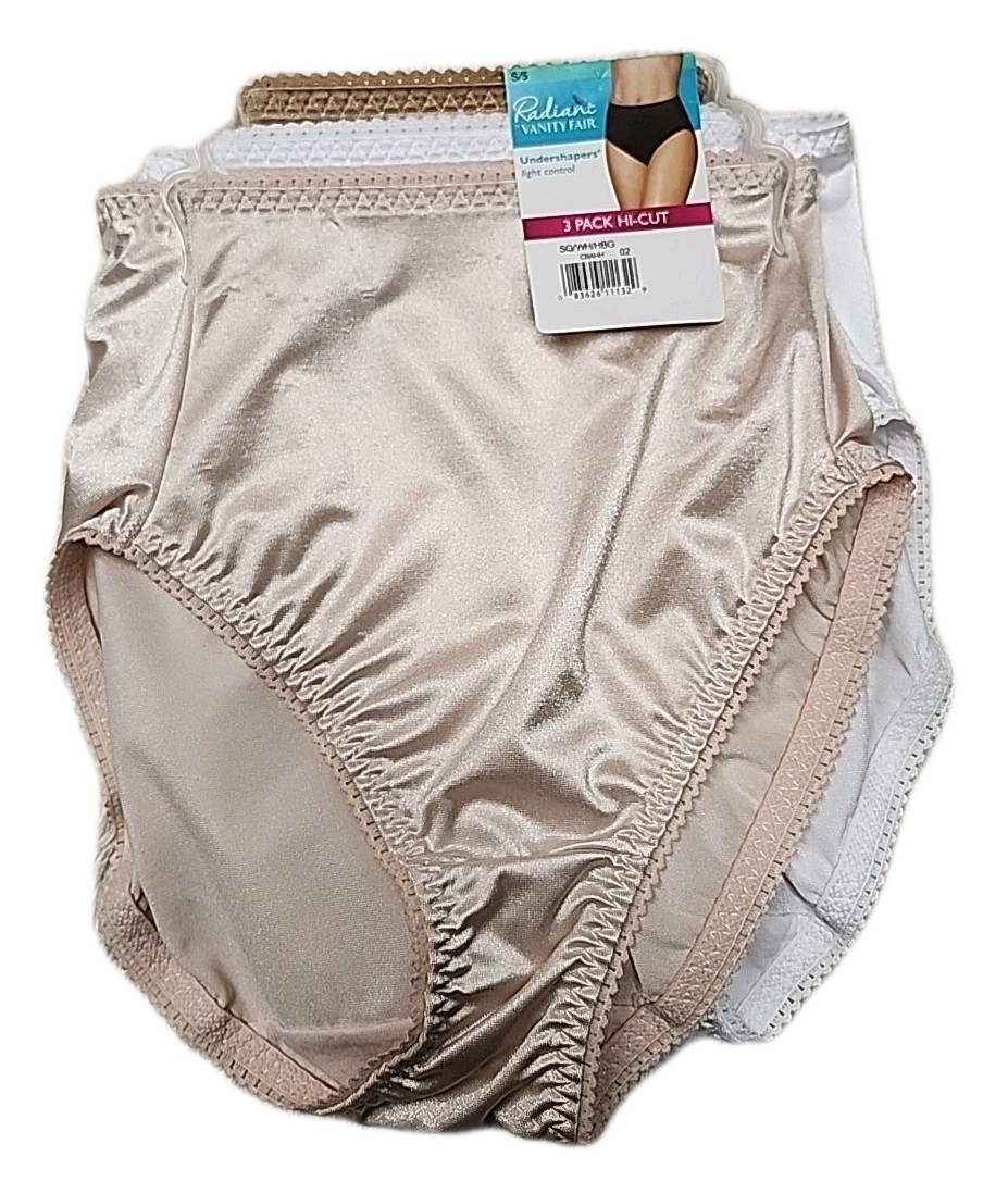 New Vanity Fair Light Control Smoothing Undershapers Hi-Cut 3 Pk Panties 5 Small
