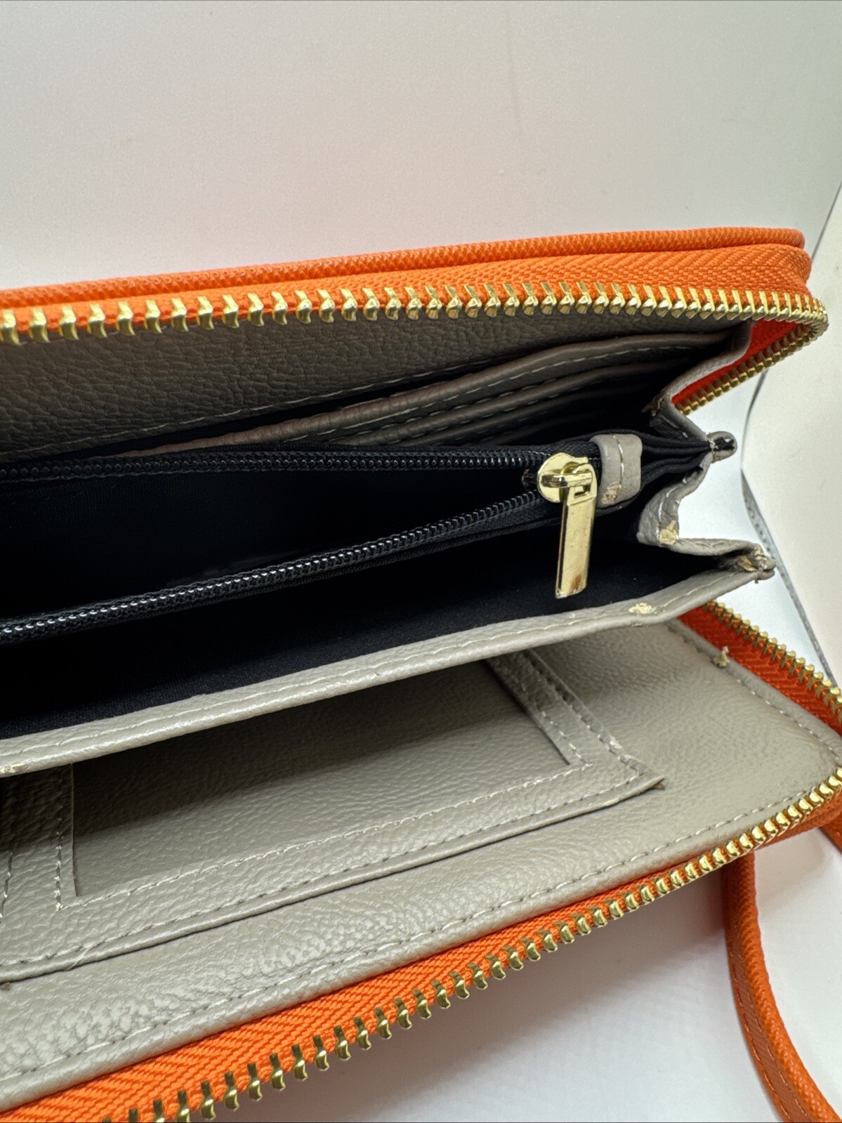 Orange Betsey Johnson Zipper Wallet Wrist Strap Bow Accent