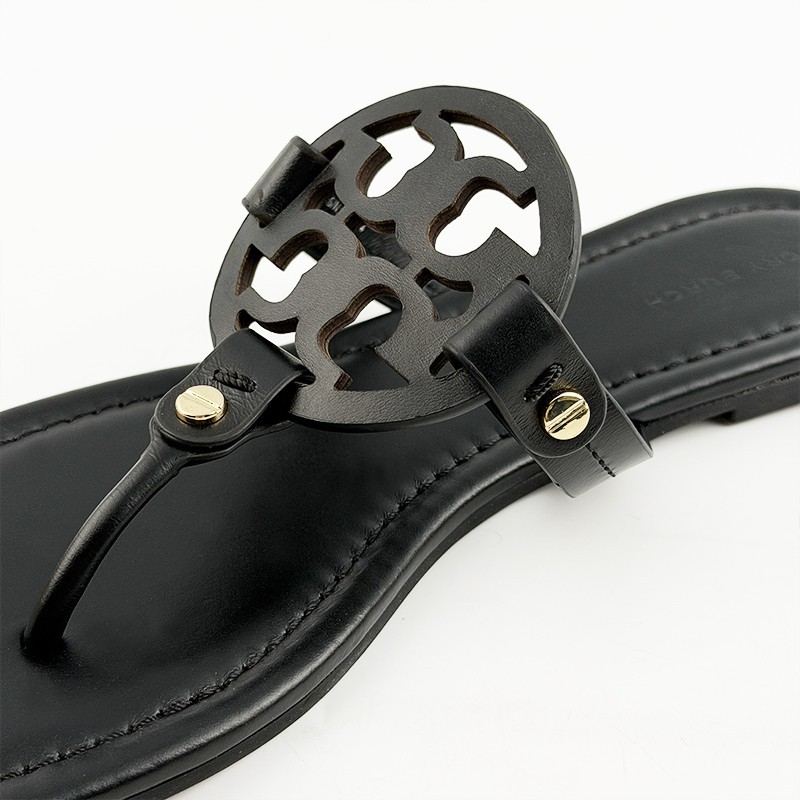 Tory Burch Women’s Miller Sandals Leather Perfect Black Thin Bottom Shoes US7-10