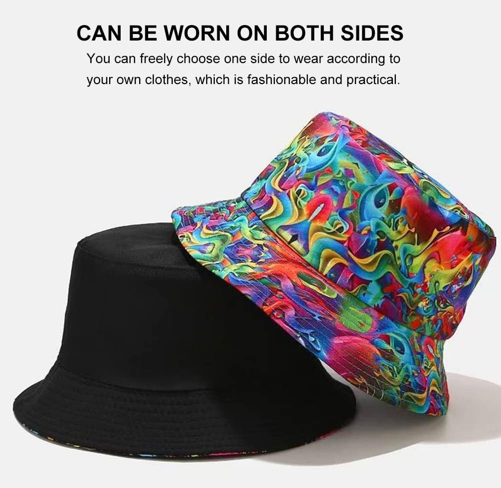 Unisex Bucket Hat Beach Sun Hat Aesthetic Fishing Hat for Men Women Teens, Rever