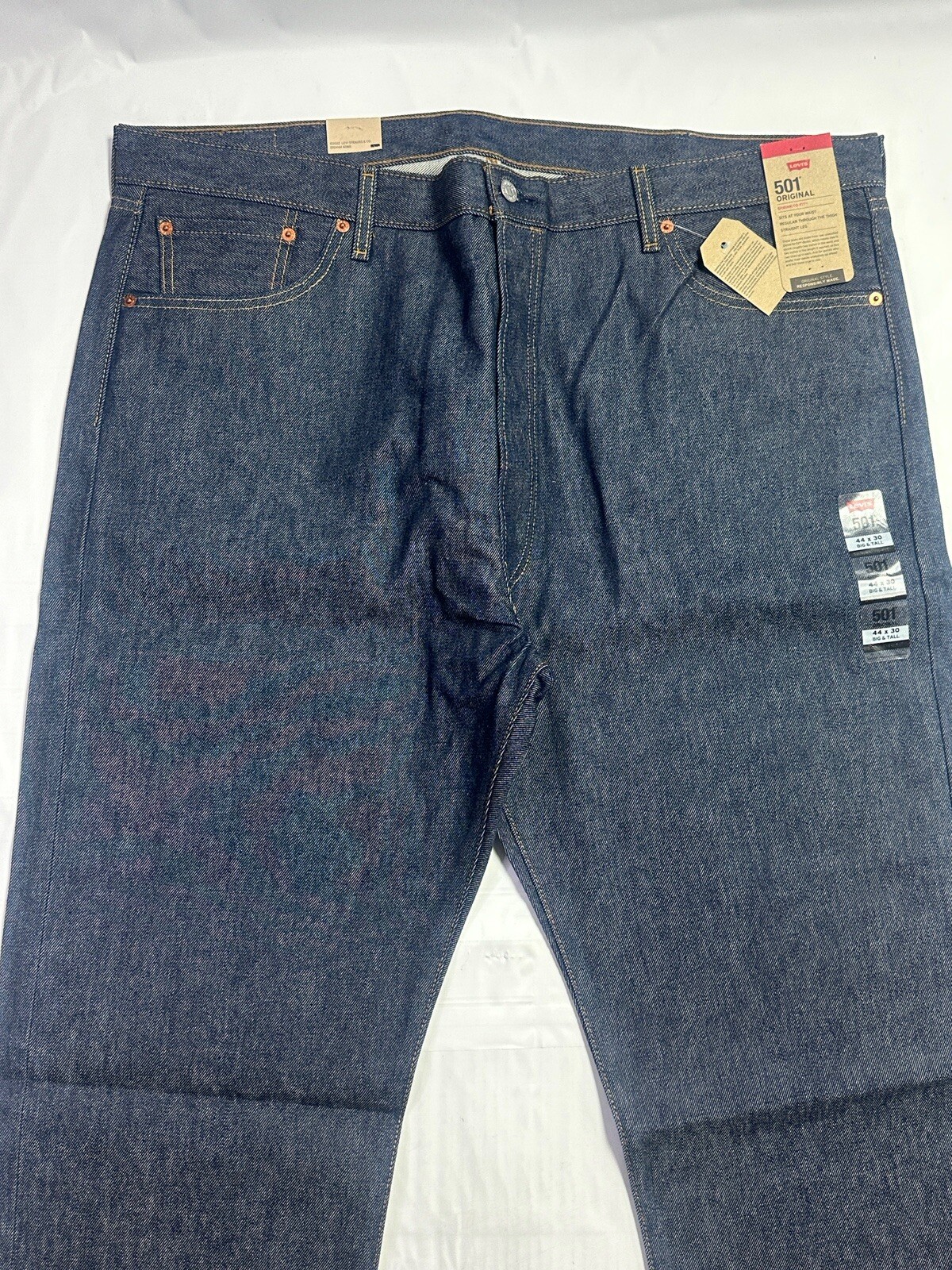 New Levi’s Men’s 501 Shrink-To-Fit Straight Jeans Rigid Blue Big & Tall 44 x 30