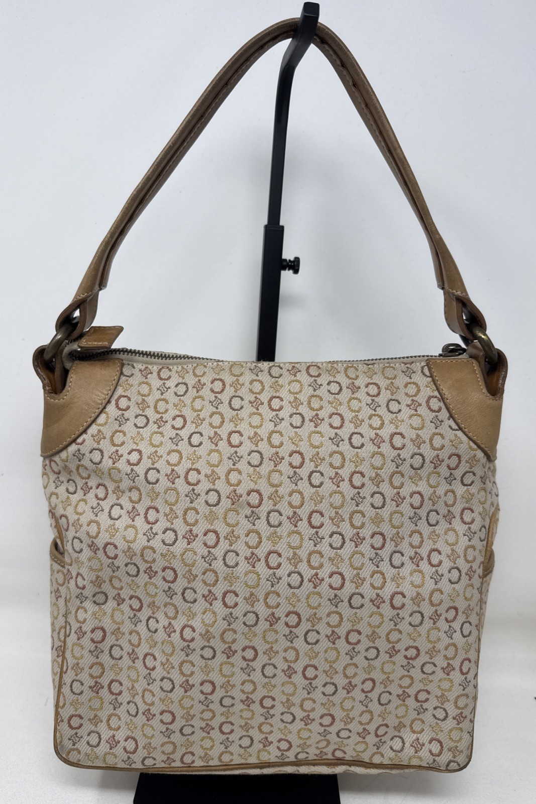 CELINE Vintage C Macadam Canvas Beige x Brown Women’s Authentic