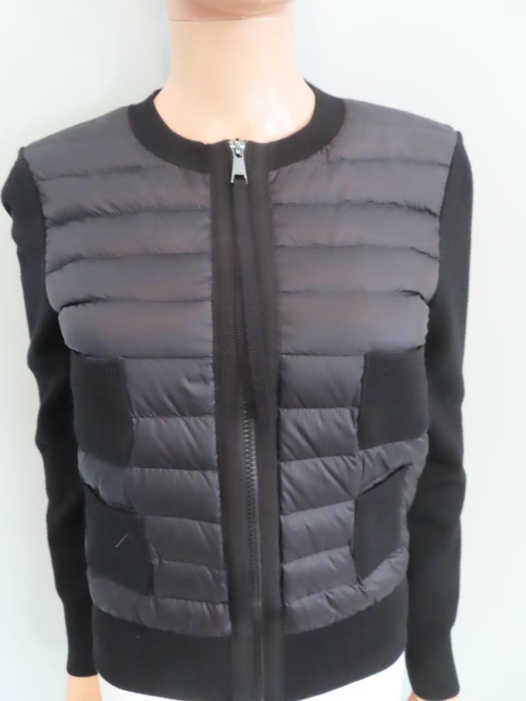 Moncler Black Cardigan Tricot Thin Down Puffer Jacket Size XS
