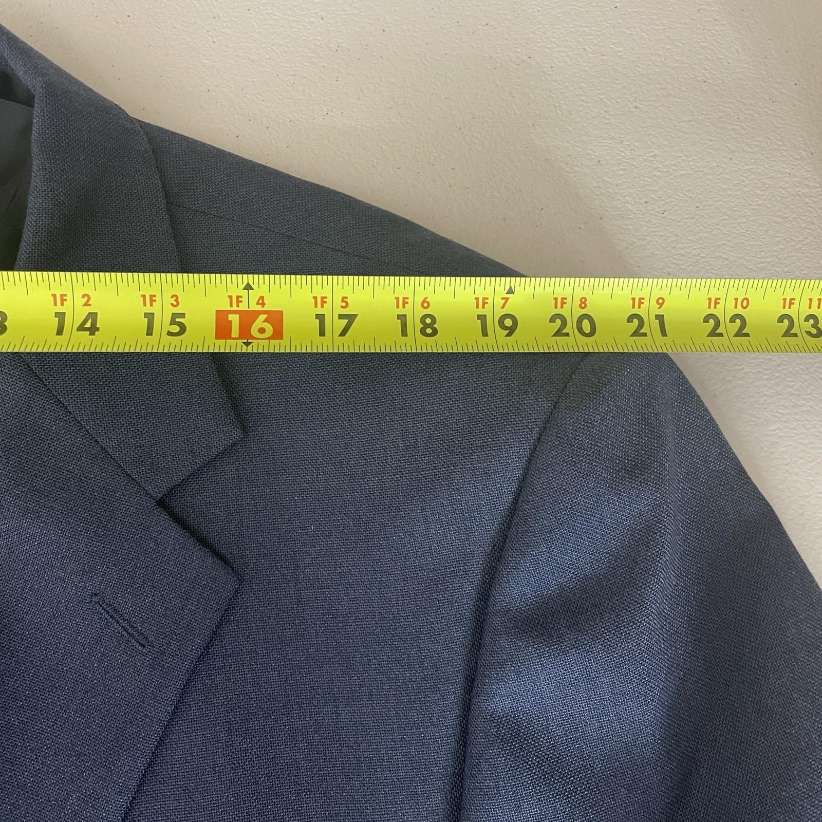 Stafford Blazer Jacket Mens 46R Blue Solid Polyester Worsted Wool Gold Buttons