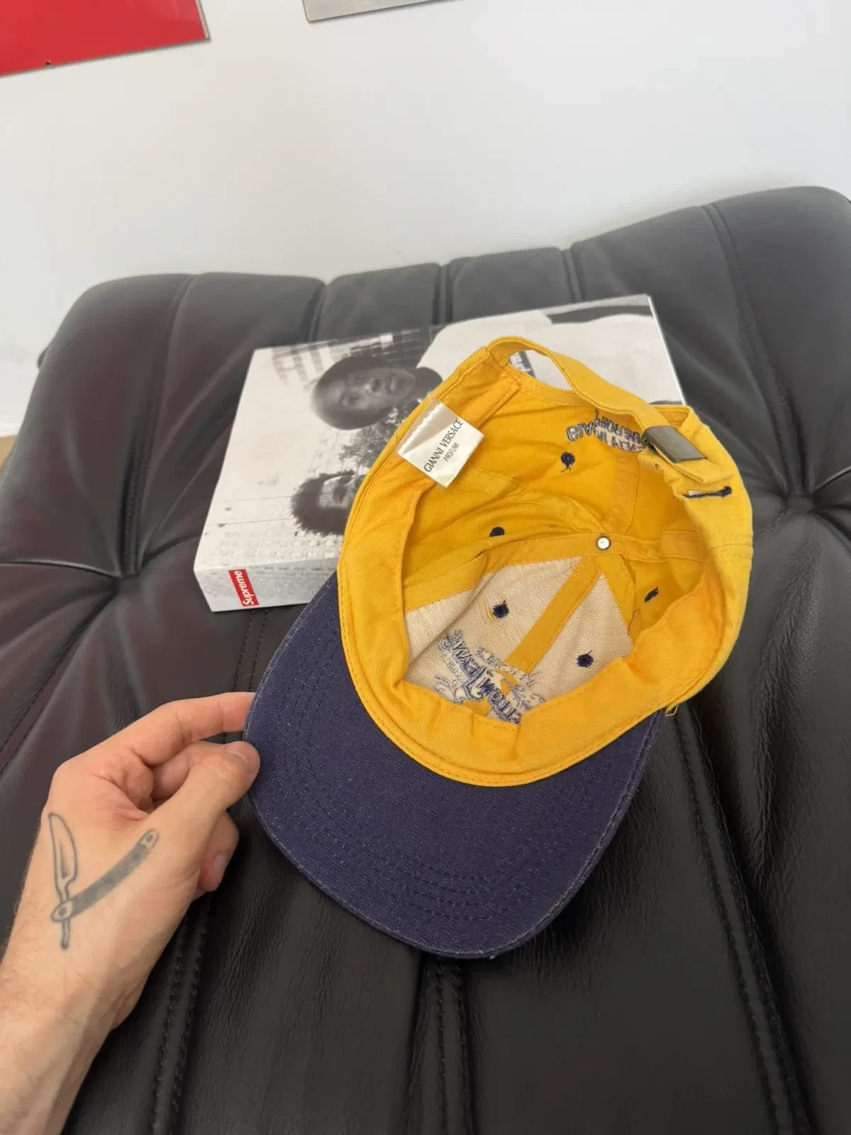 Vintage 90s Gianni Versace “Yellow Jeans” Desinger Hat Cap