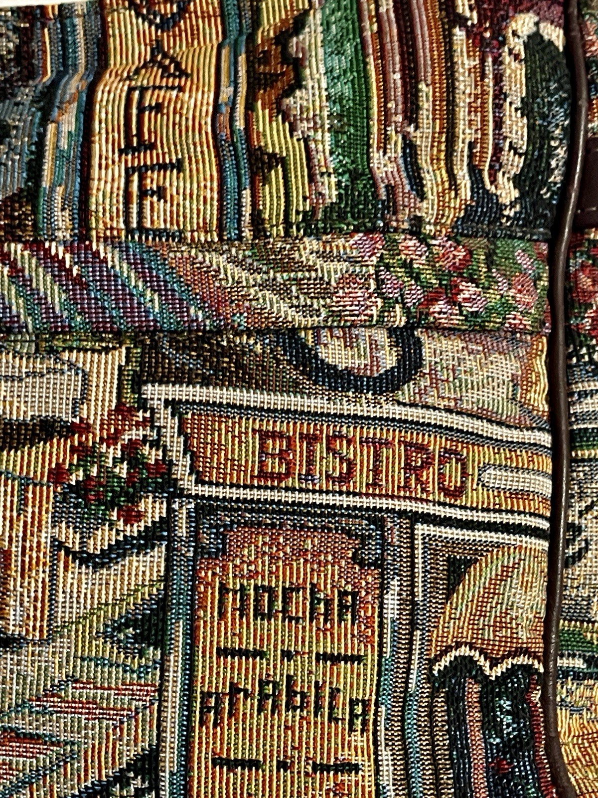 Vintage Sas Needlepoint Tapestry Shoulder Bag Purse Cafe Scene Boho Western