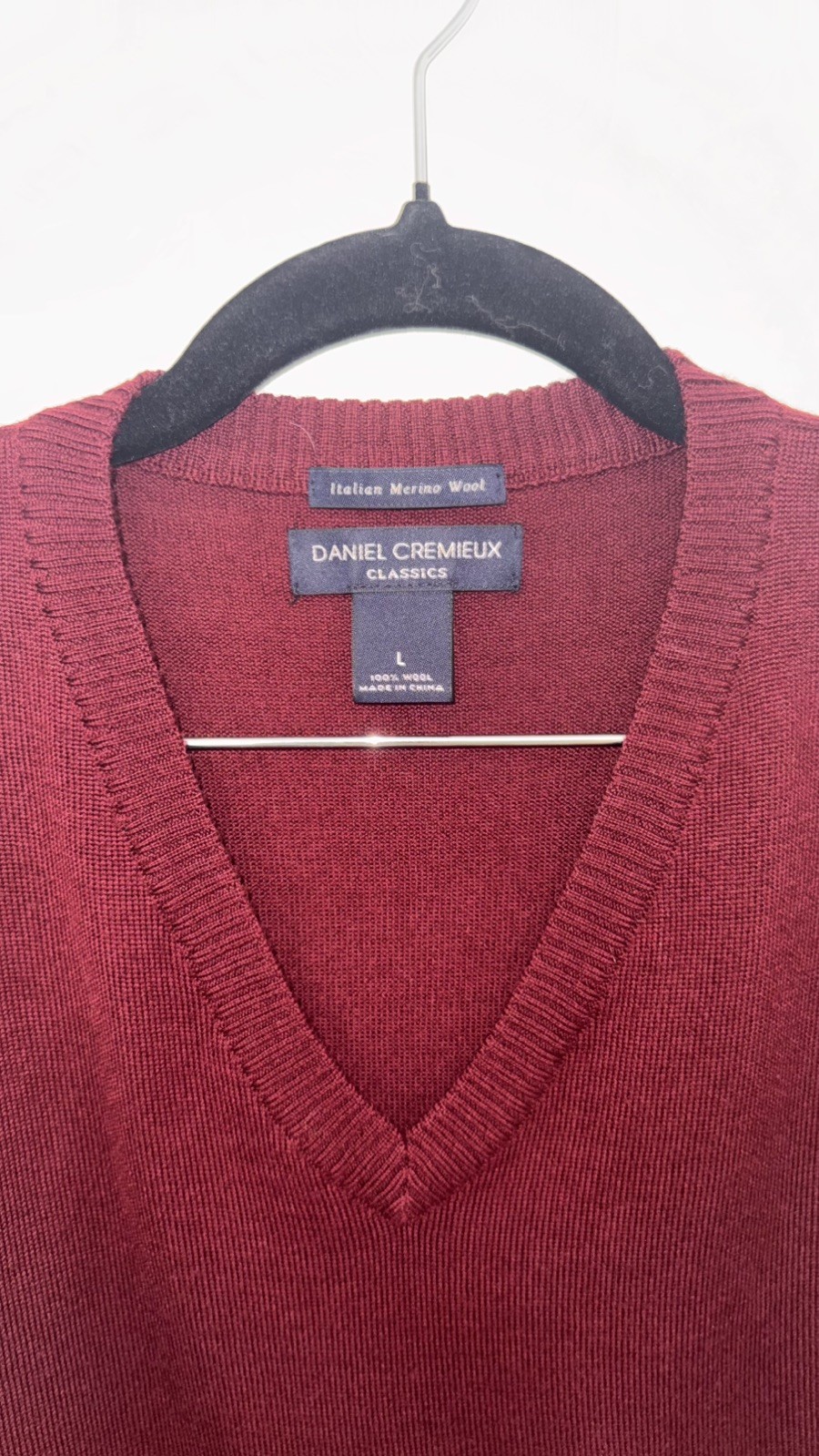 Daniel Cremieux Signature Collection Men’s V-Neck Sweater L 100% Merino Wool