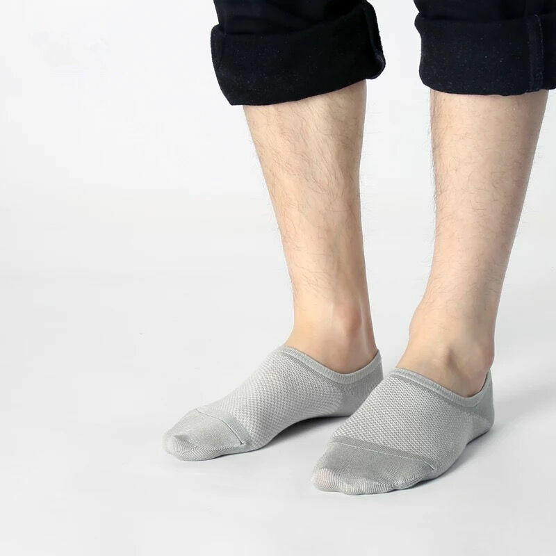 5/10Pairs Men Bamboo No Show Socks Low Cut Sport Casual Sport Solid Nonslip Mesh