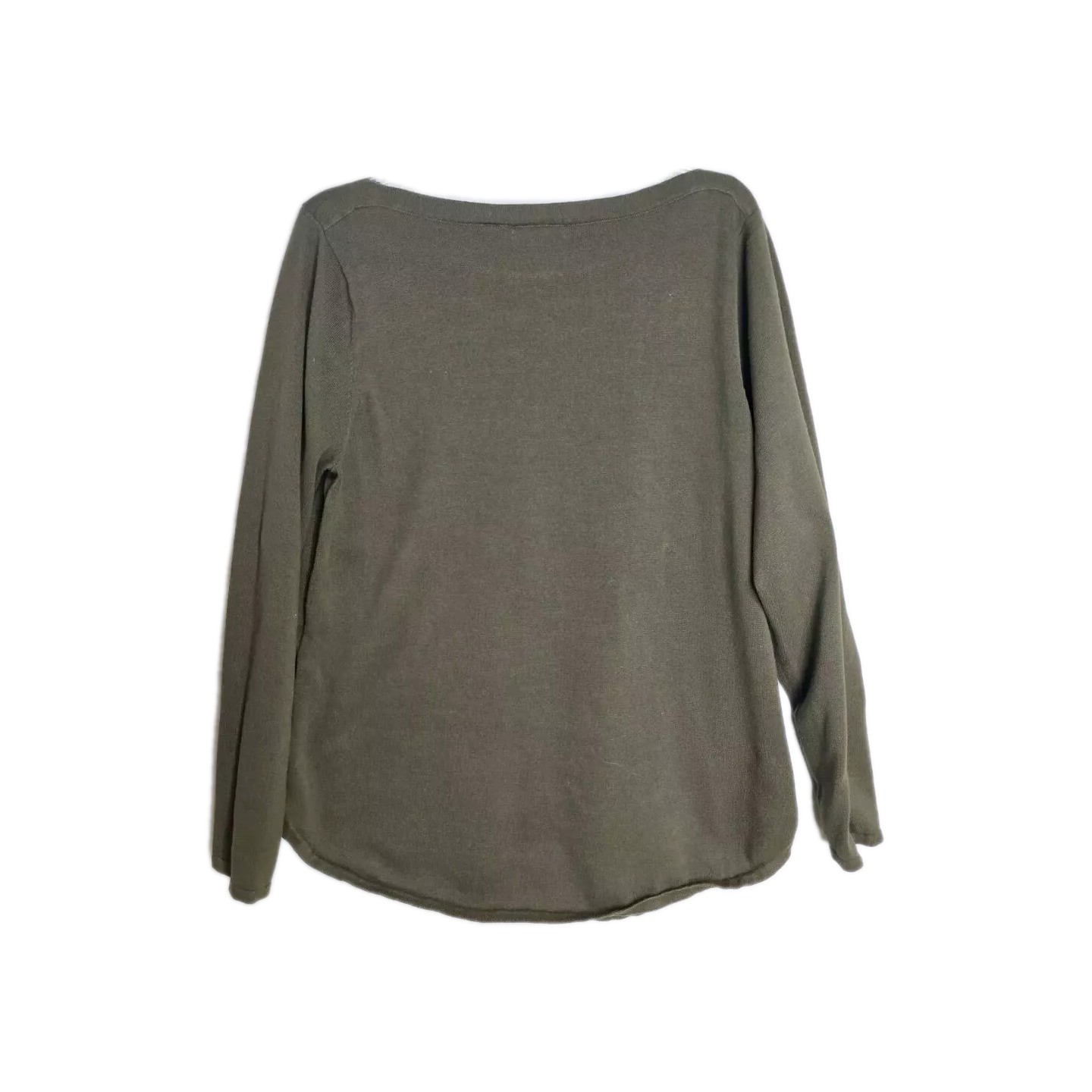 Jeanne Pierre Sweater Women’s 100% Cotton Long Sleeve Knit XL Olive Green