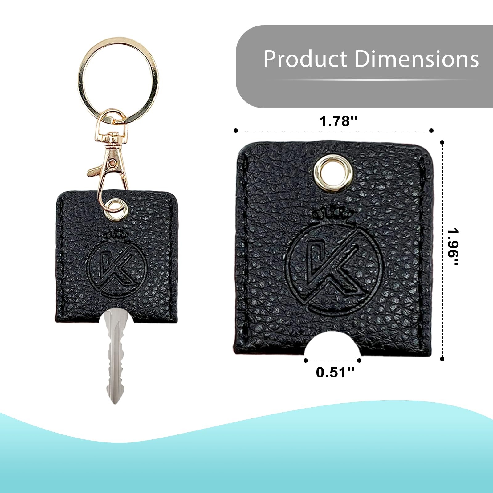 KRSURERICHER Universal Leather Key Sleeve, Covers, 3pcs One Size, Black