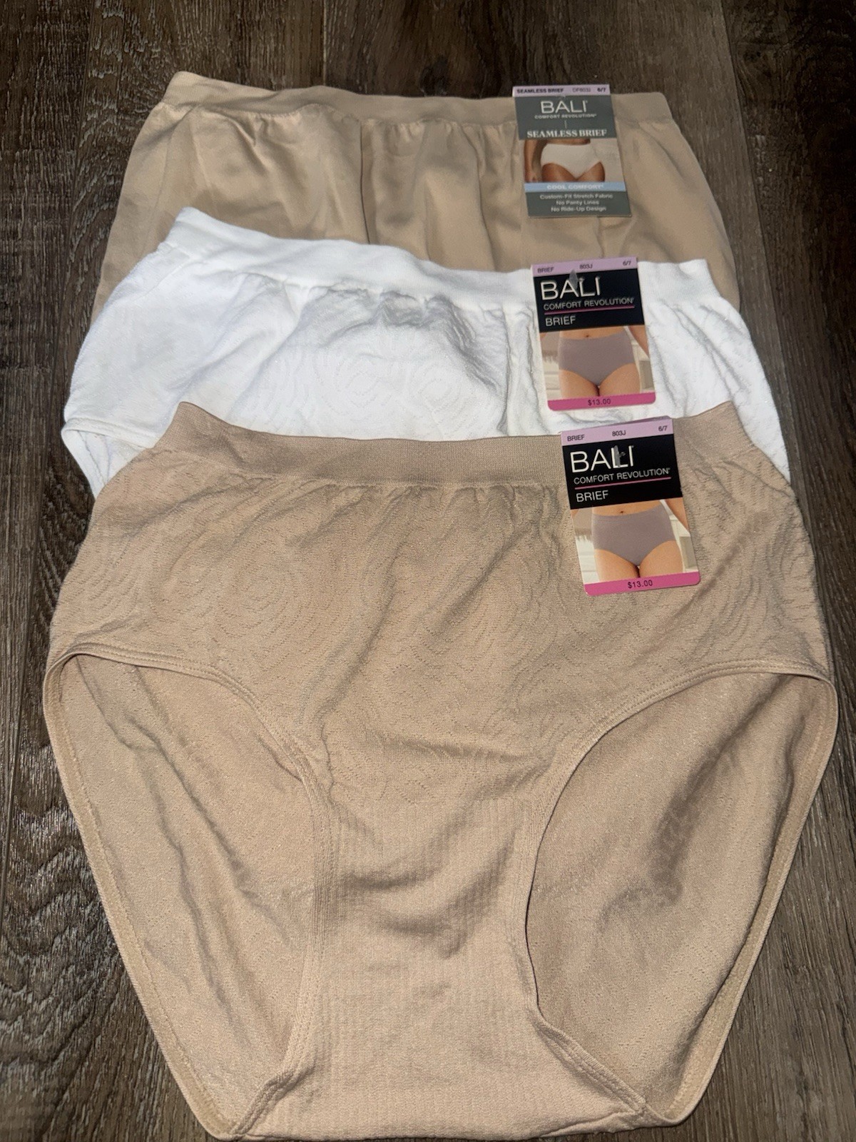 Bali 3-Pair Women’s Brief Underwear Panties Stretch Nylon Microfiber (E) ~ 6/7