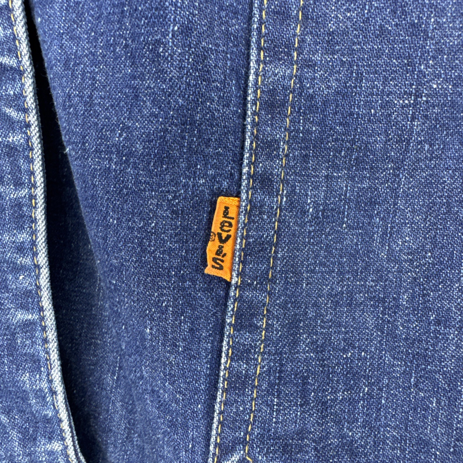 Levi’s Women’s Denim Safari Jacket Orange Tab Cursive L 70s Vintage Size L USA
