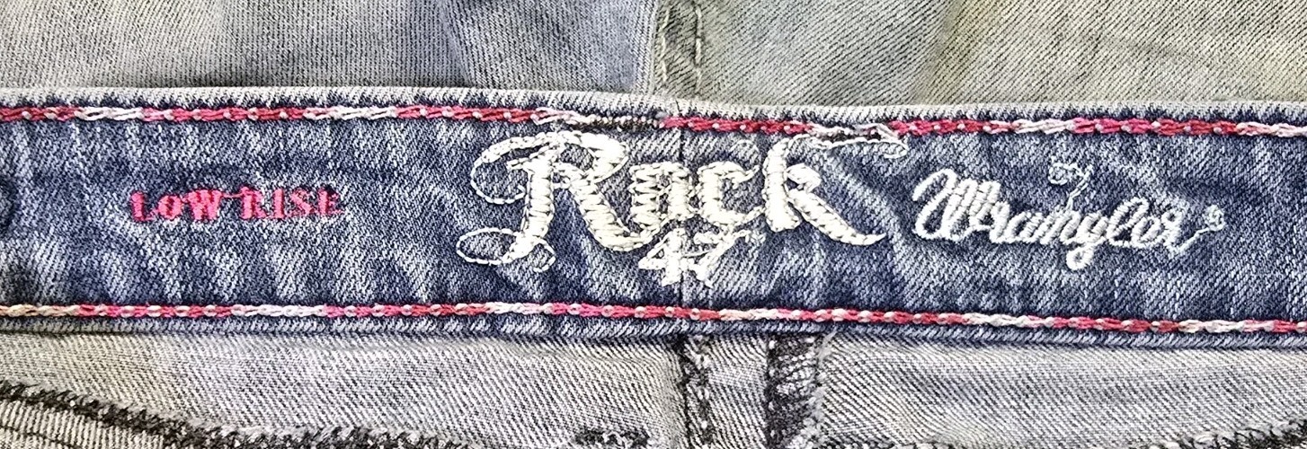 Rock 47 Wrangler Womens Jeans 27×36 Fits 29×36 Low Rise Boot Cut WJX70DR
