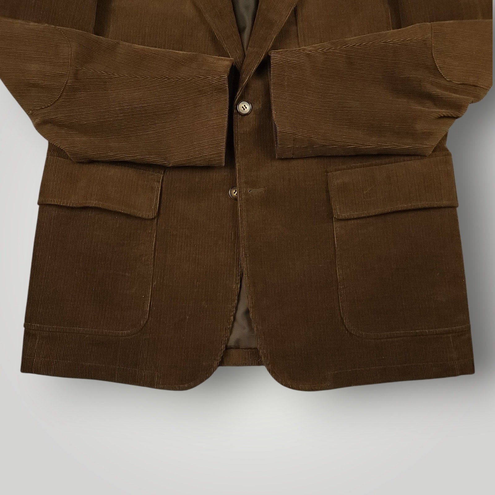 Y2K Ivy Style Wide Wale Corduroy Jacket 40R Elbow Patch Pocket Unstructured