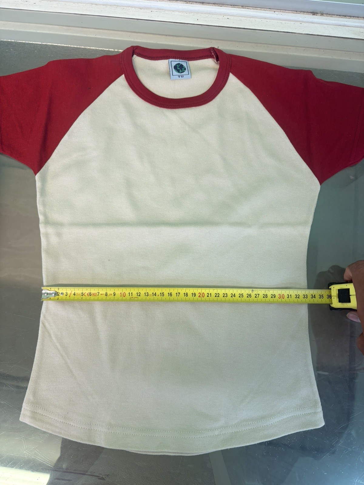 100% Cotton Cream/Red T-Shirt