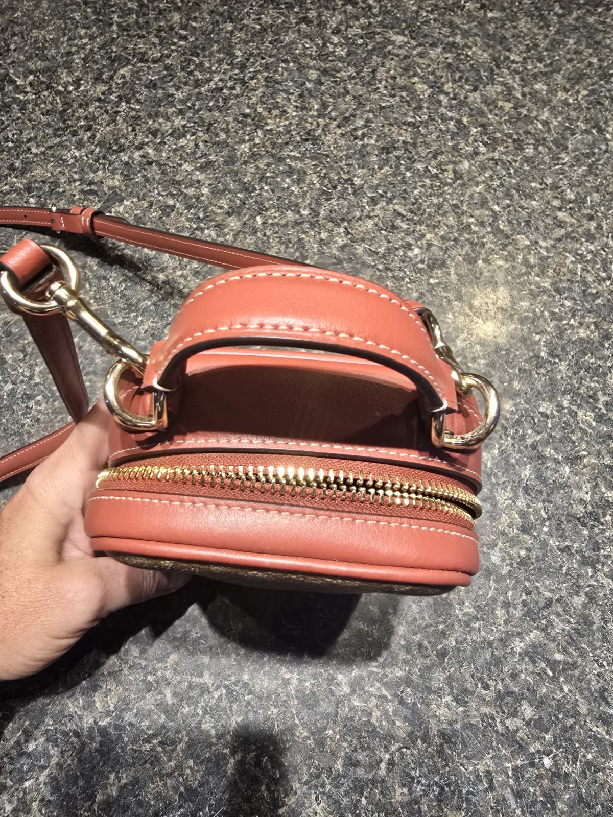 Coach Micro Signature Eva Crossbody Bag Khaki/Terracotta
