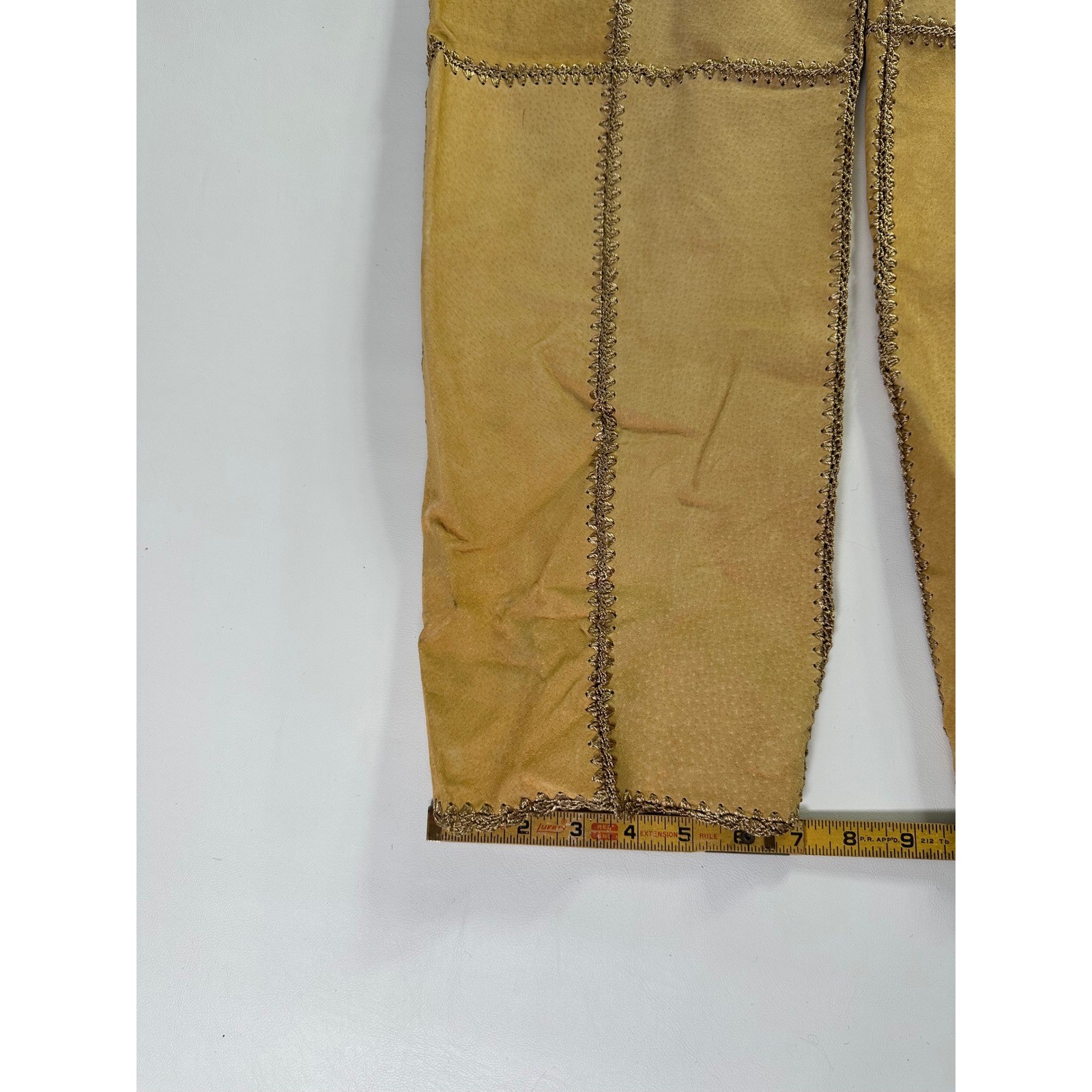 SMH Vintage Y2K Sz 14 30″ Waist Suede Patchwork Western Leather Pants Boho Flare
