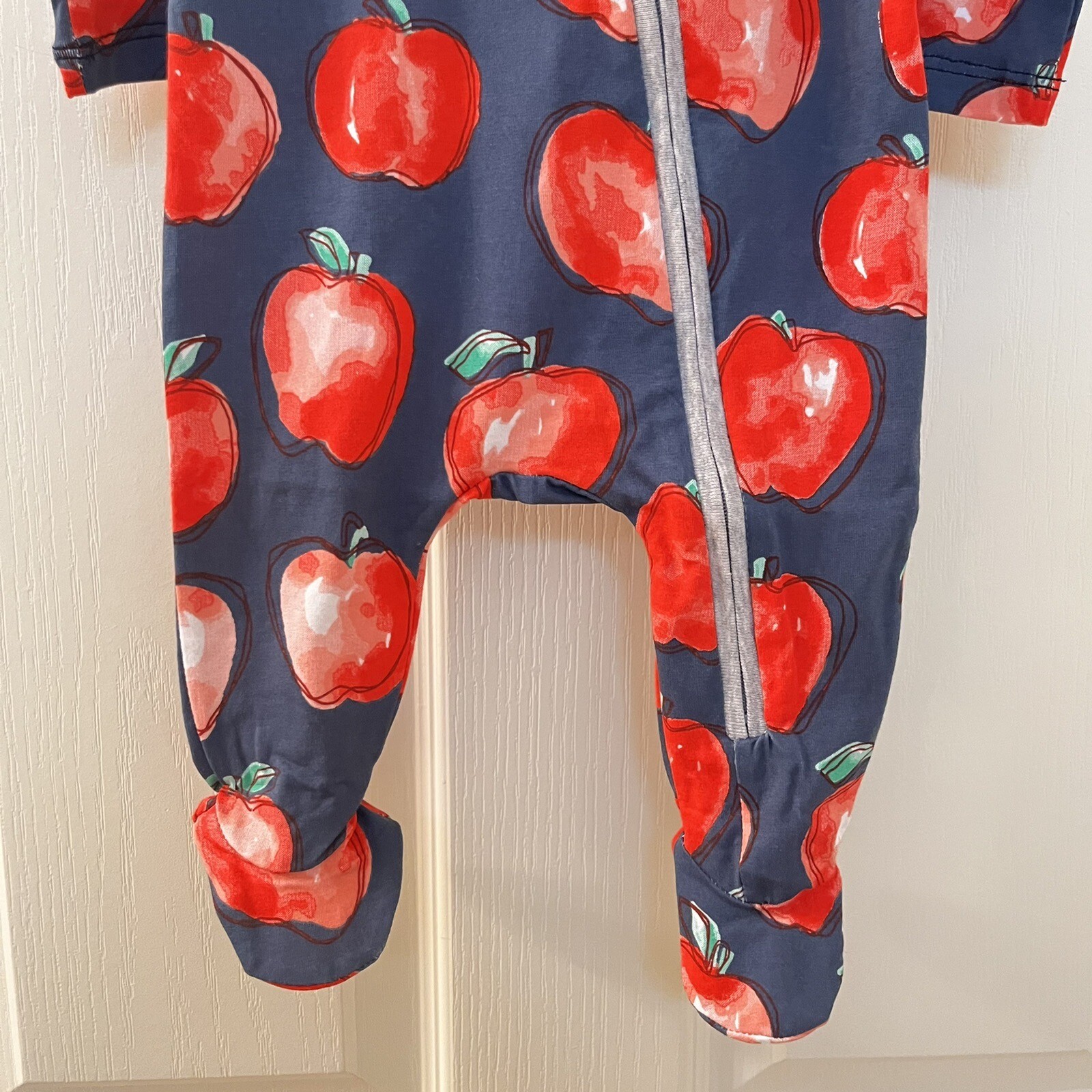 Mud Pie Apple Sleeper Footie Zippy One Piece Girls Size 0-3 Months NWT