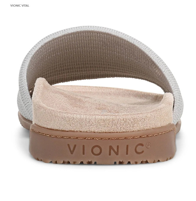 VIONIC Evie Knit Slide Sandal, Vapor Silver (NEW)