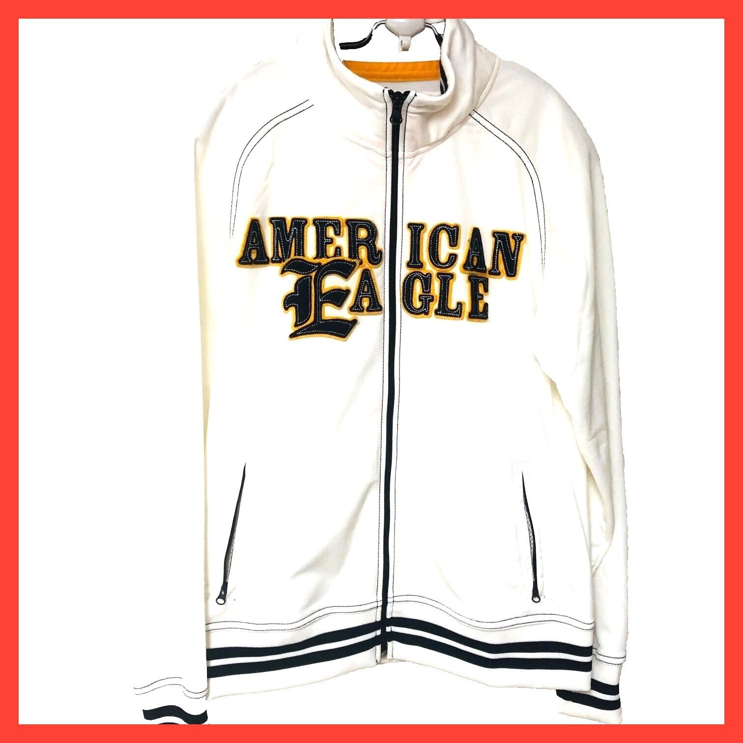 Y2K American Eagle Varsity Track Jacket Spell Out Applique Preppy Sporty Women S