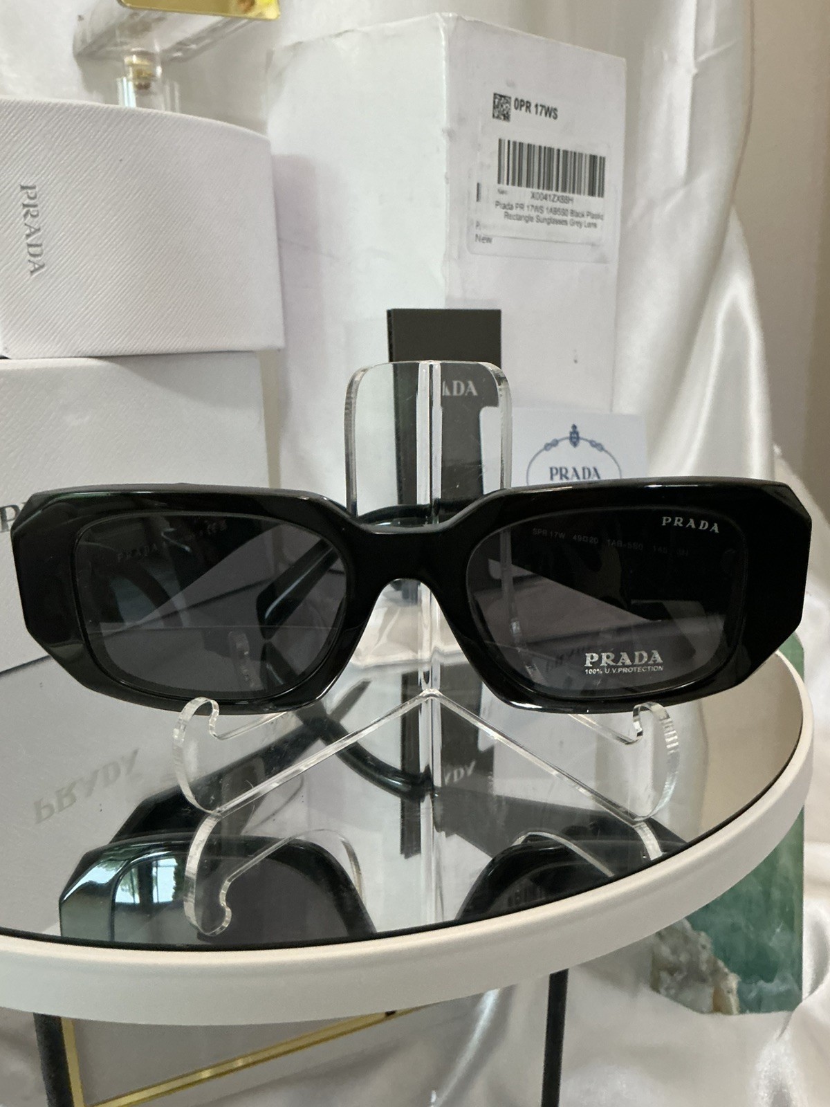 NIB PRADA BLACK RECTANGLE 1AB5S0 EYEWEAR PRADA 49-20-145