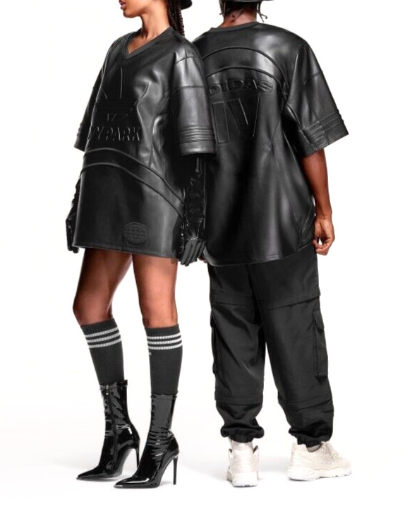 adidas IVY PARK Originals Beyonce Triple Black Faux Leather Short Sleeve Jersey