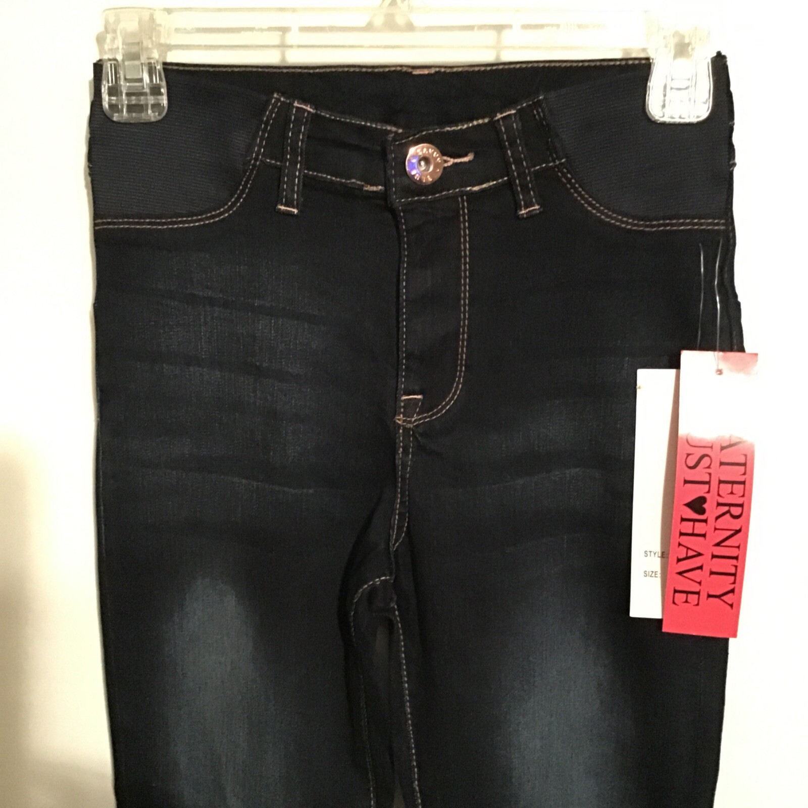 Blue Savvy Maternity Stretch Denim Jeans Side Panel Dark Wash Womens Size S New
