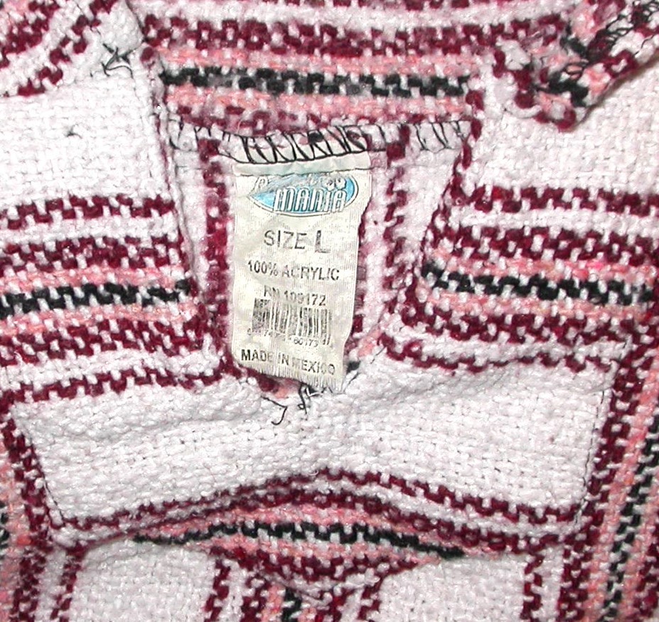 BEACH MANIA Hoodie Pullover Unisex L Stripes Hippie Surfer Poncho Vacation