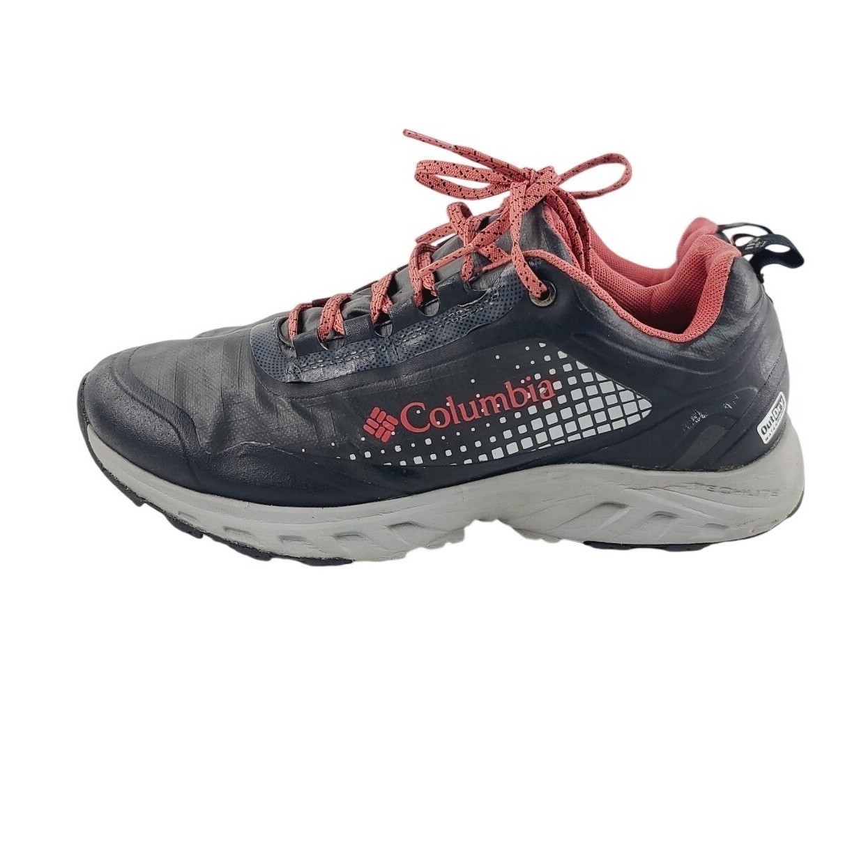 Columbia, Synthetic, Rubber Outdoor, Trail Hiking Shoes, Women Size 7 Black/Red.
