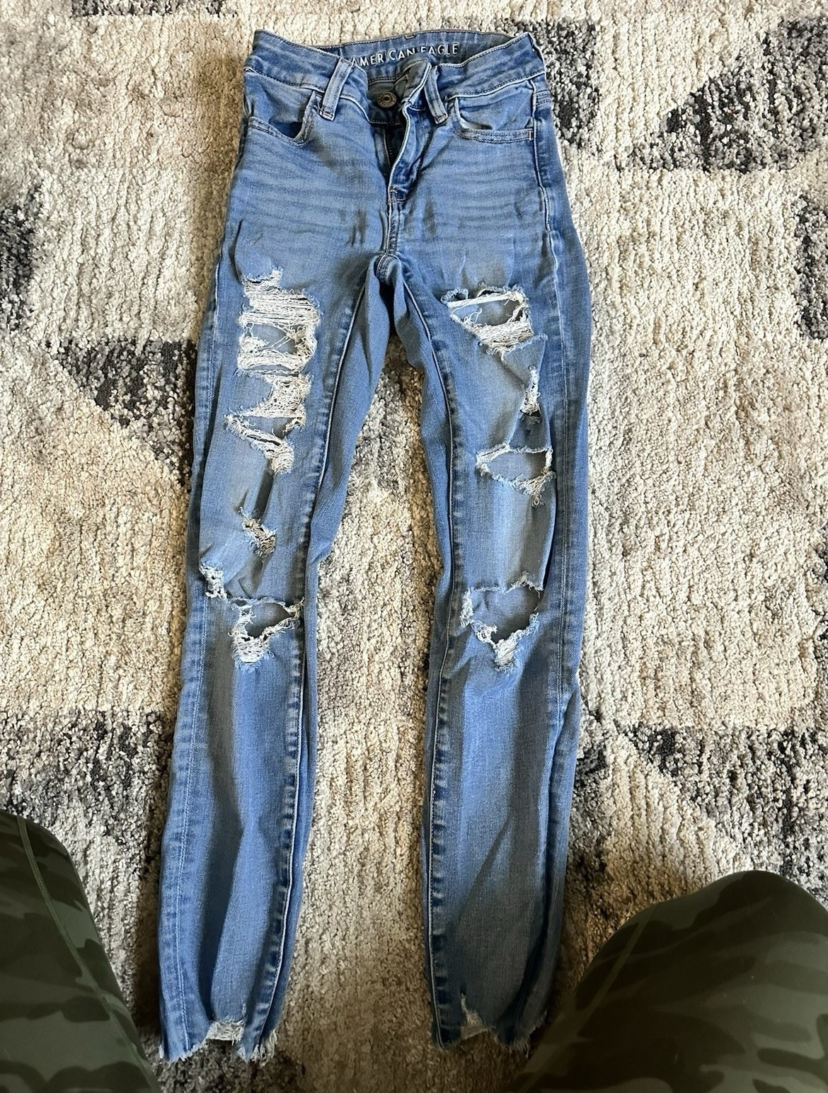 American Eagle Outfitters Next Level Stretch Skinny Jeans Light Wash Blue 00