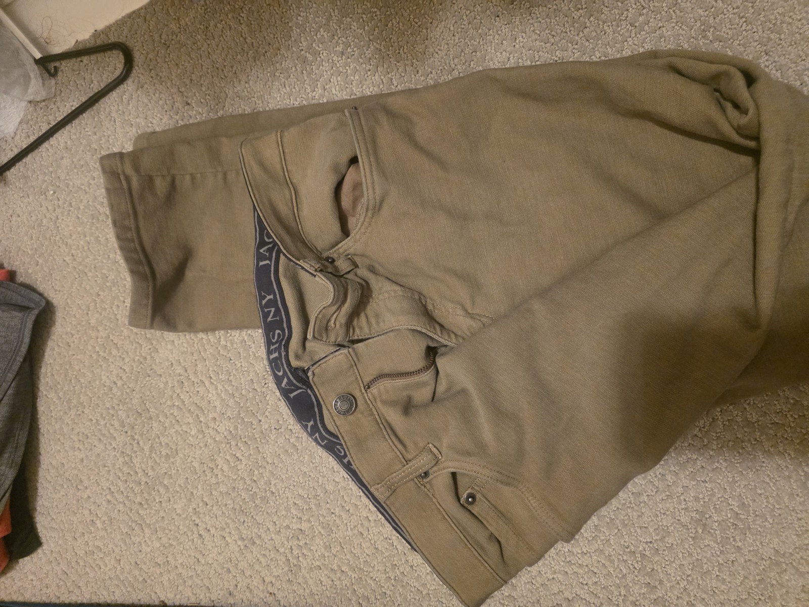 JACHS Men’s Beige Canvas Cotton Pants 34W Straight Leg Regular Fit Pockets