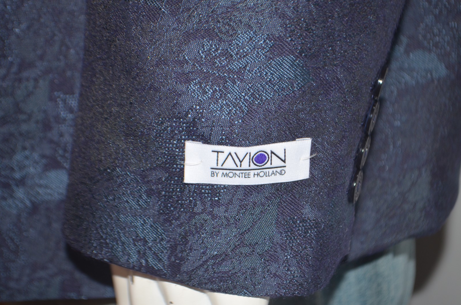 NWT TAYION Classic Fit Jacquard Double-Breasted Navy Dinner Jacket Sz 52R