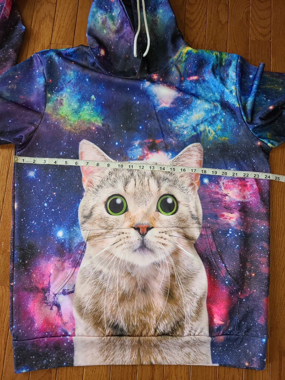 Space Cat Hoodie 3D graphic XL Kangaroo pocket Cat Lady/Man Celestial Geek