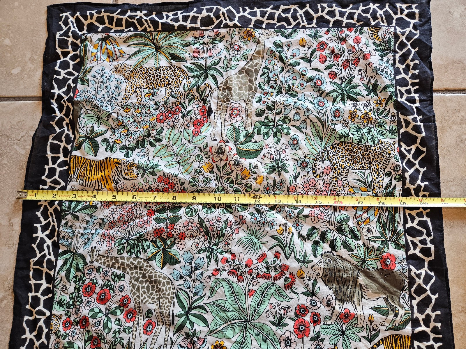 TALBOTS New with Tag Animal Print 100% Cotton Scarf 21”X 22″