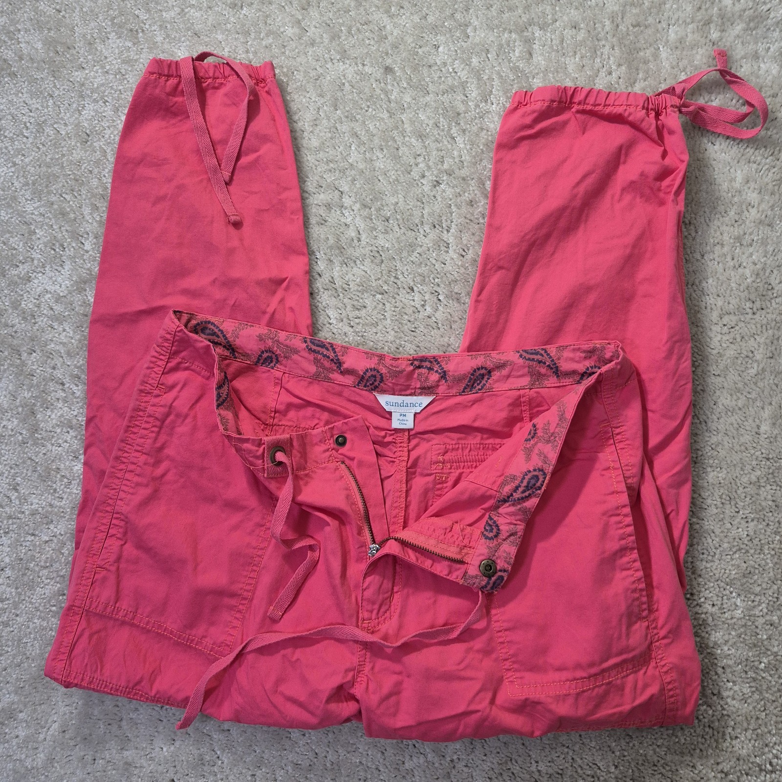 Sundance Rippling Tides Pants Womens Medium Petite PM Pink Utility Outdoor Beach