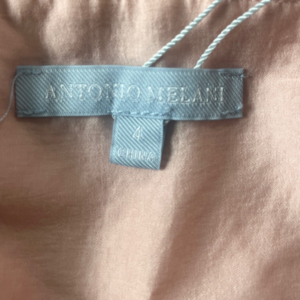 ANTONIO MELANI Ruched Puff Sleeve Peplum Top Dusty Rose Pink Blouse