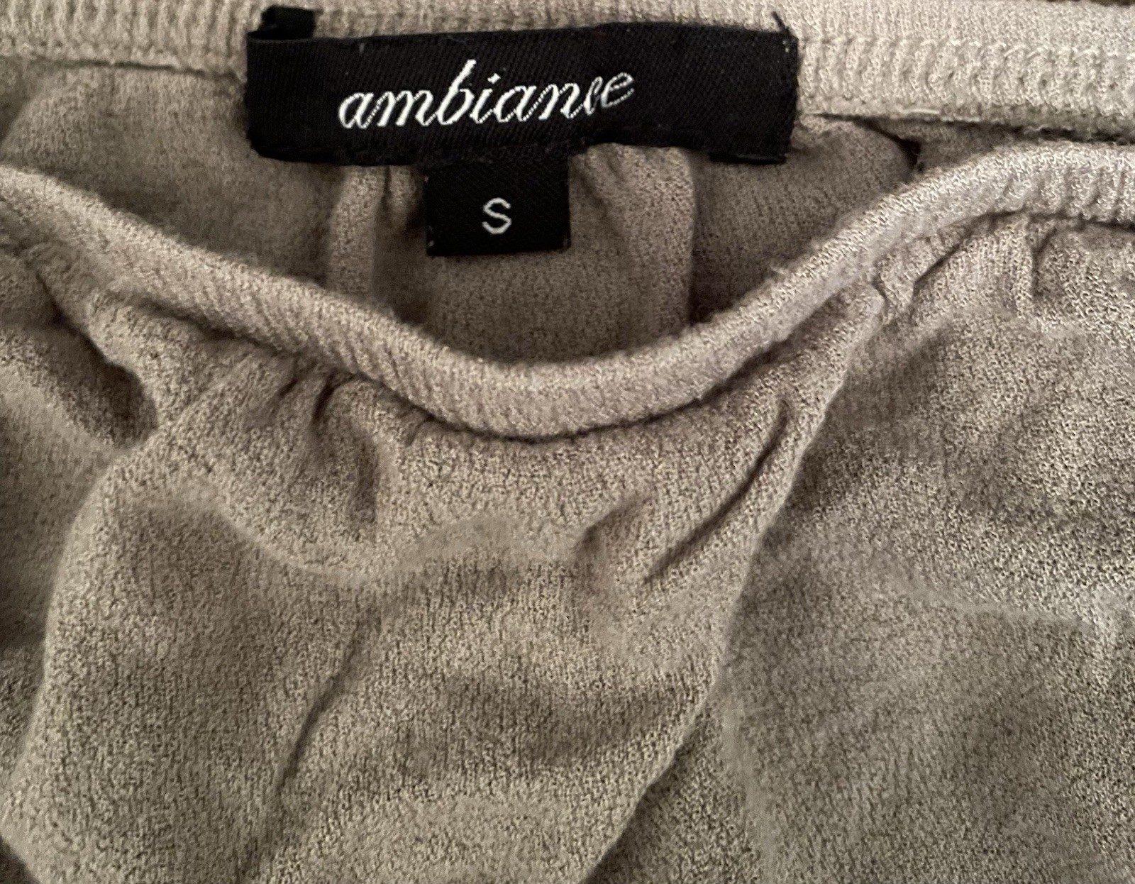 Ambiance Beige Off-Shoulder Bell Sleeve Tie Accent Blouse Womens S Regular