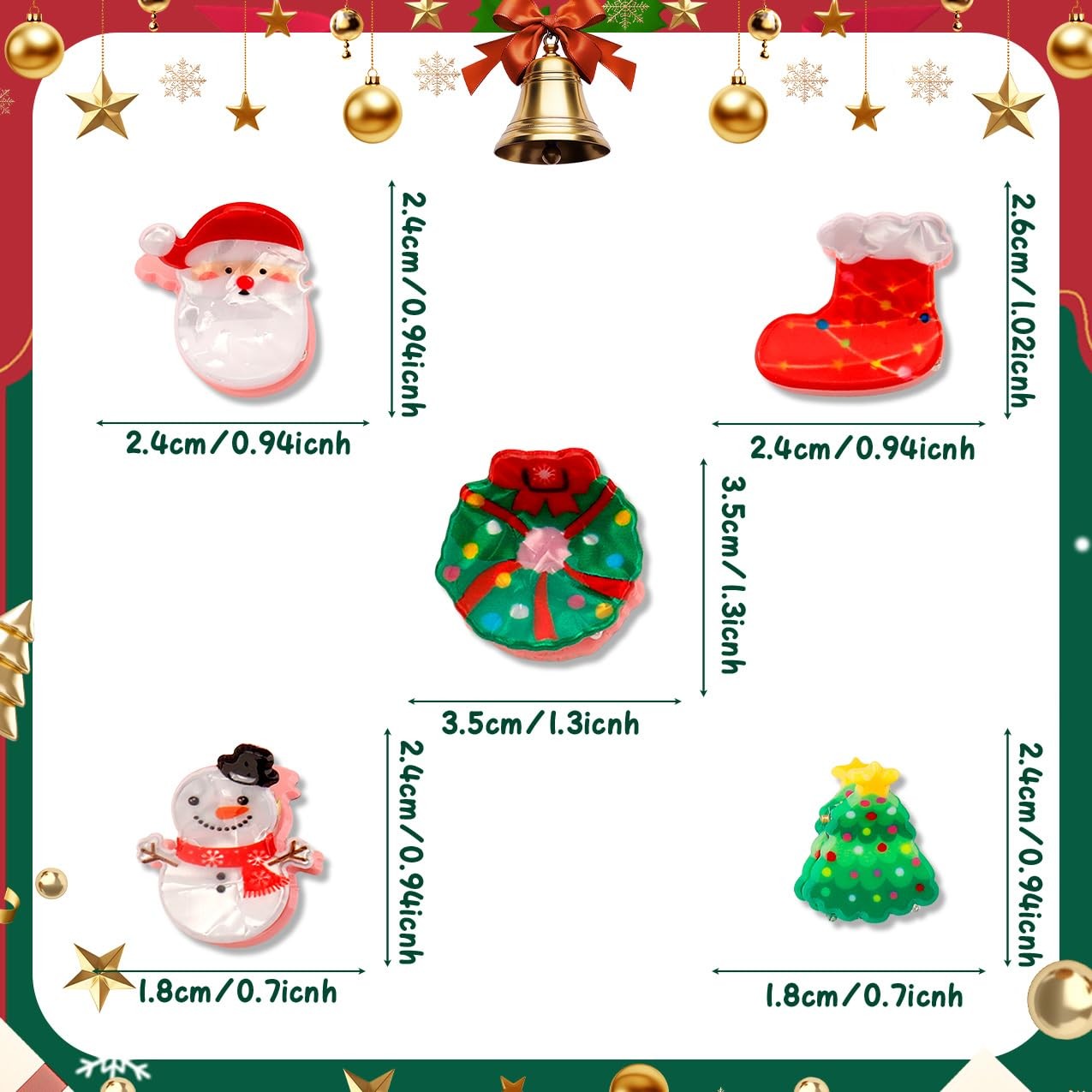 10PCS Mini Christmas Hair Claw Clips for 1 Count (Pack of 10), Set-A