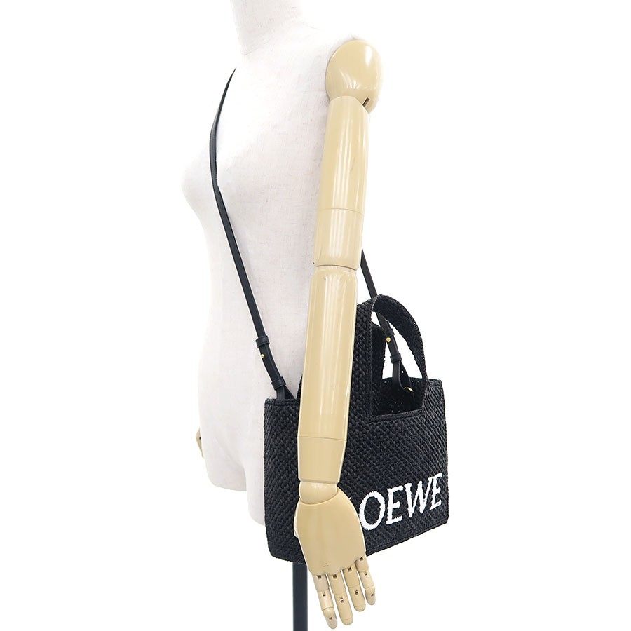 Loewe Font Tote Small (Raffia) A685B59X01 Black Shoulder Bag #SAB16933