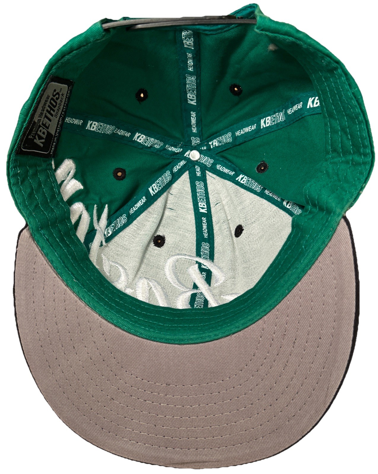 Boston Celtics Hat Cap Snapback Green Embroidered Spell Out Kbethos