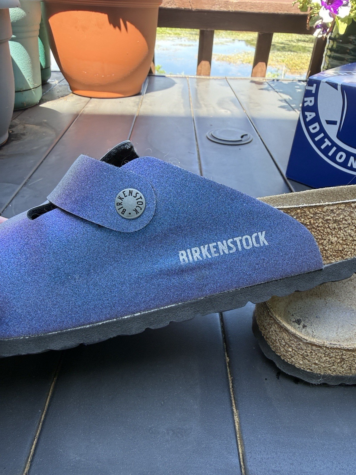 Birkenstock Boston Metallic Purple Iridescent Closes Size 42 11 N
