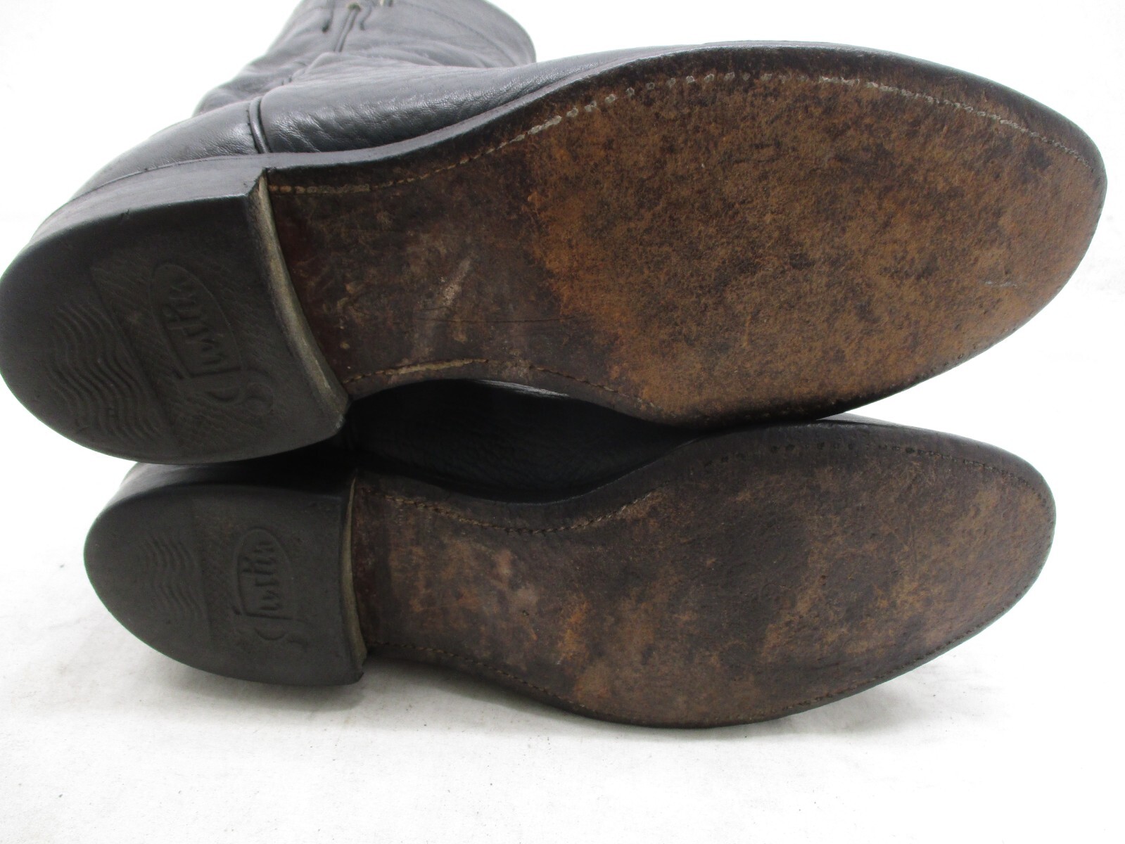 Justin Classic Black Bullhide Leather Roper Style 3187 Cowboy Boots Mens Sz 8 D