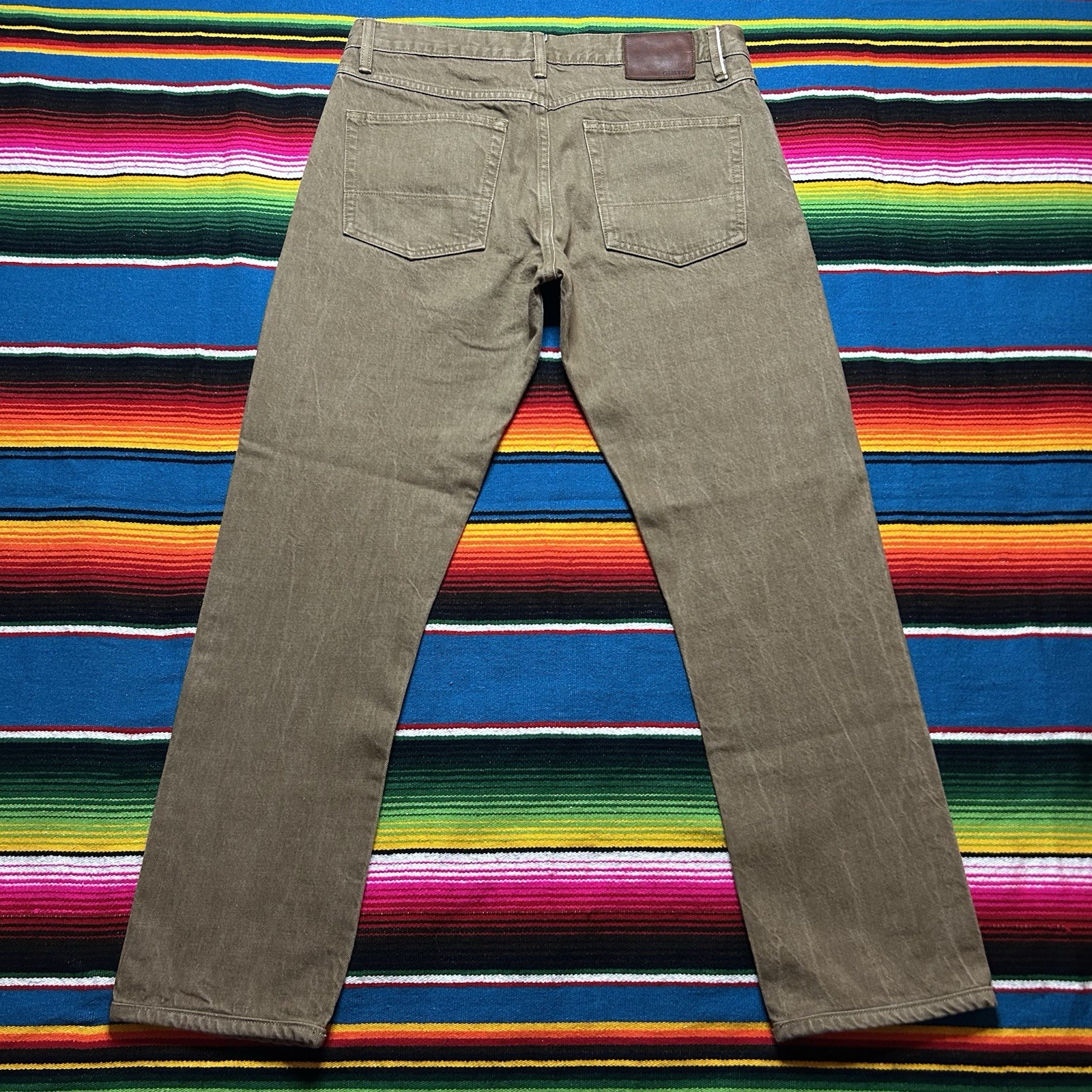 Gustin Jeans Selvedge Brown Size 34 California Slim Raw Button Fly