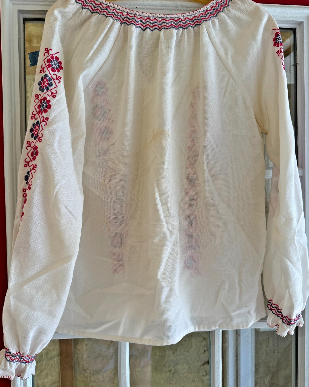 Vintage Hungarian Folk Embroidered Blouse HUNGAROCOOP Authentic Size 42 Womens!