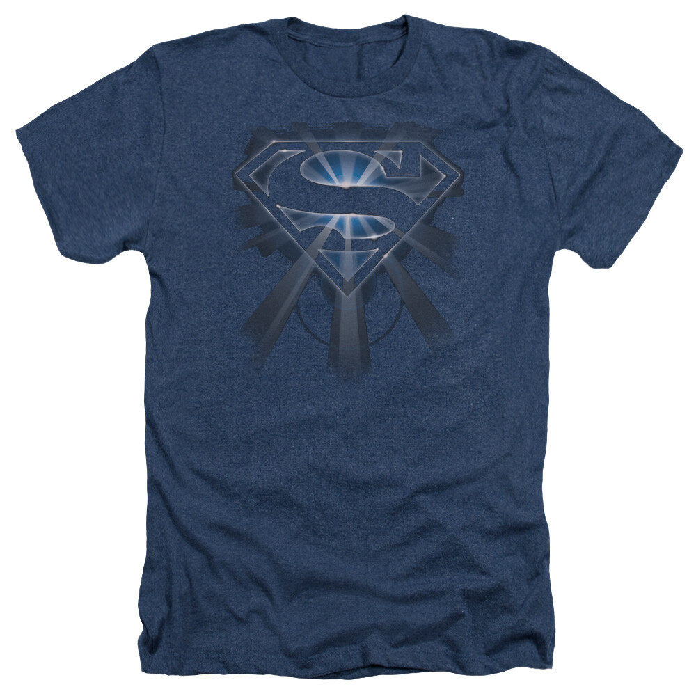 SUPERMAN GLOWING SHIELD Licensed Adult Men’s Heather Tee Shirt SM-3XL