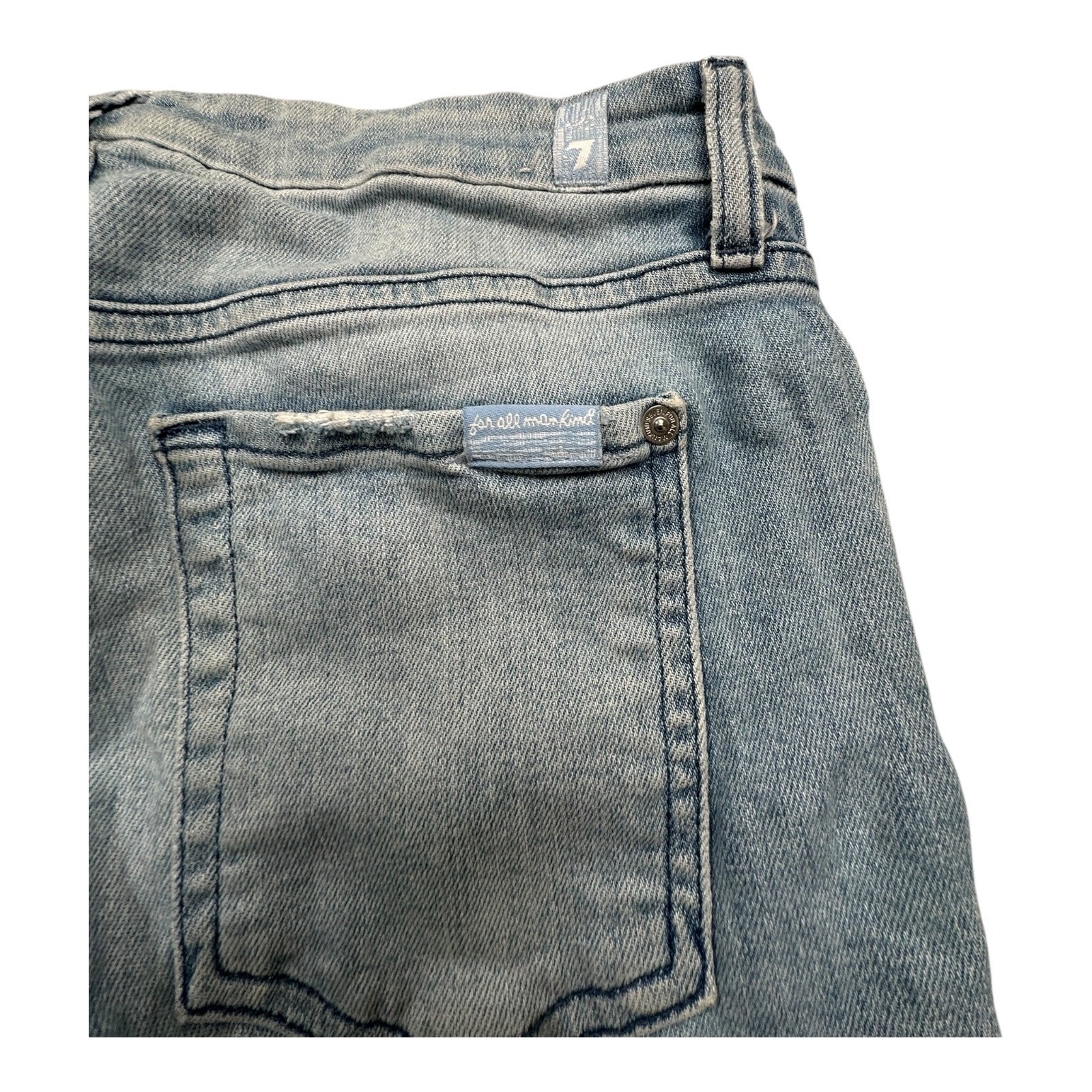 7 For All Mankind The Skinny Jeans Light Wash Distressed Size 28